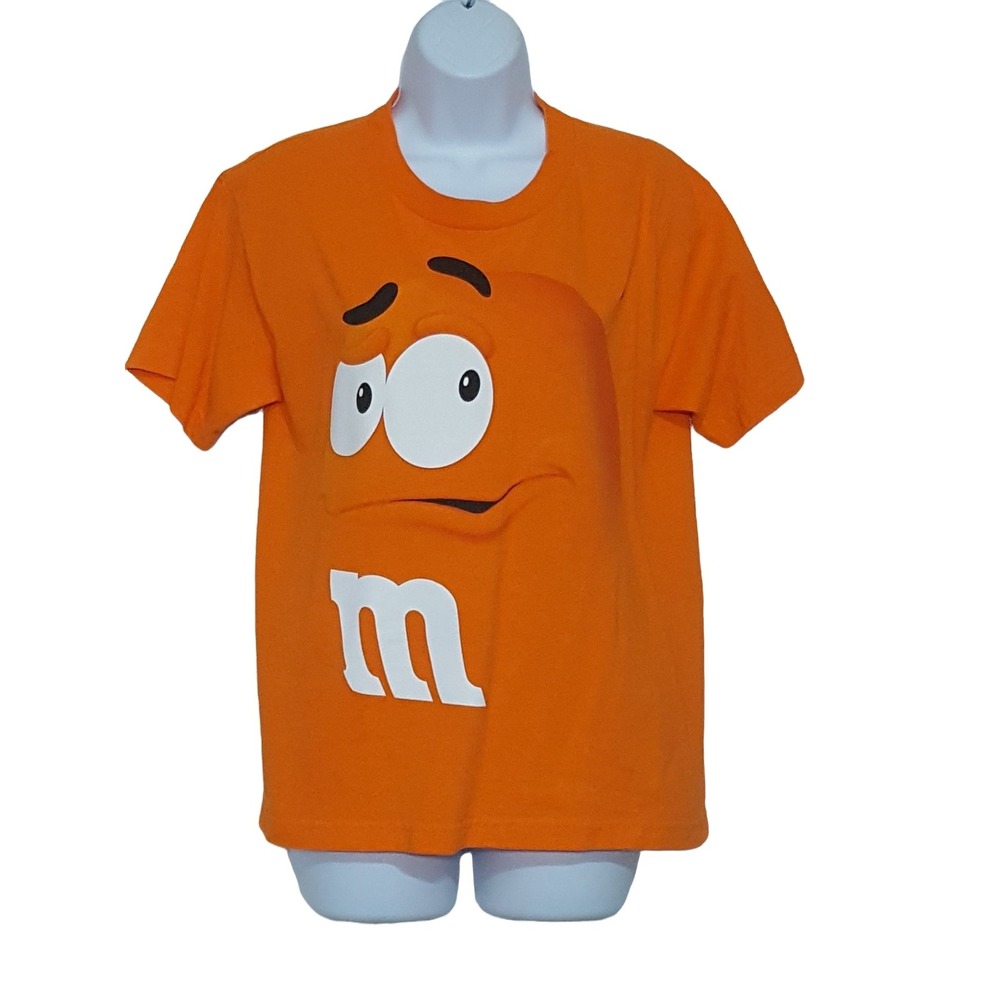 M&Ms Chocolate Candy Shirt Tee Orange Youth Large Fits Women S/M Short Sleeve